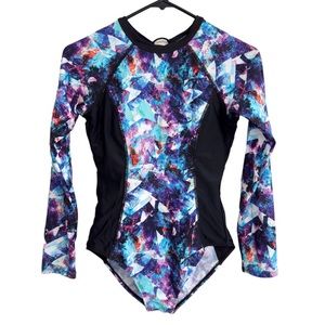 Women's Long Sleeve Rash Guard Swimsuit Surfing One Piece Bathing Suit Size S